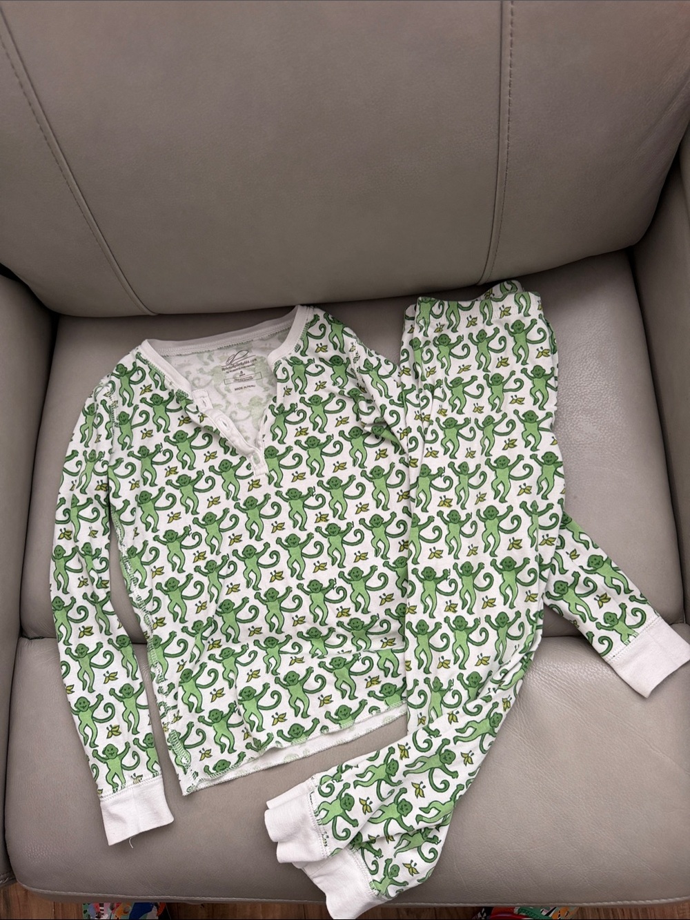 Roberta Roller Rabbit Kids Green Monkey Print Pajama Set size 8 years